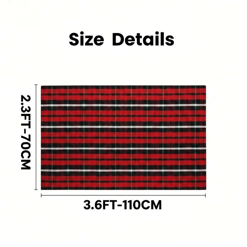 MUBIN Blue White Plaid Cotton Rug, 27.5x43