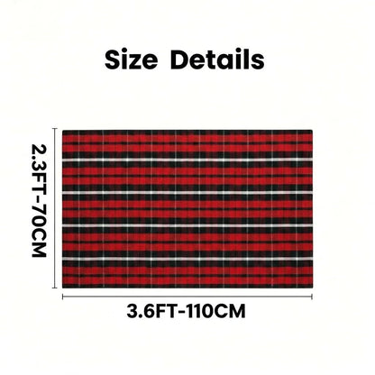 MUBIN Blue White Plaid Cotton Rug, 27.5x43