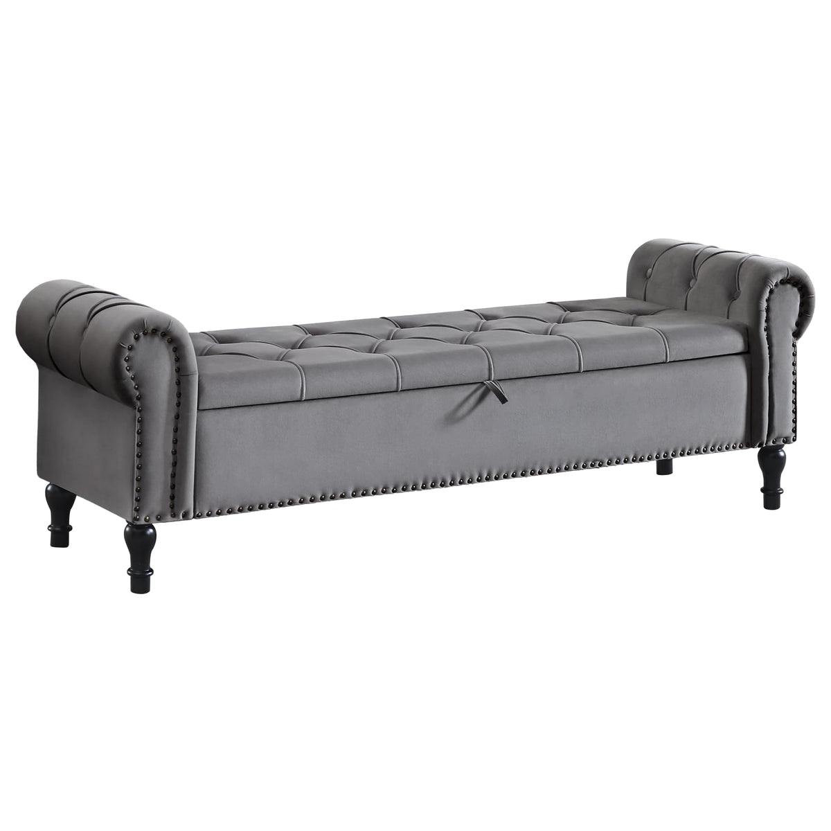 Navy Velvet Tufted Storage Bench