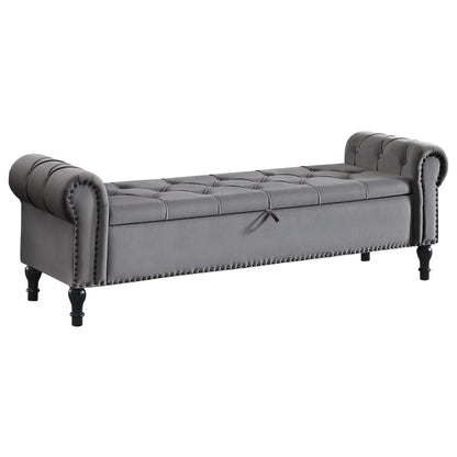Navy Velvet Tufted Storage Bench