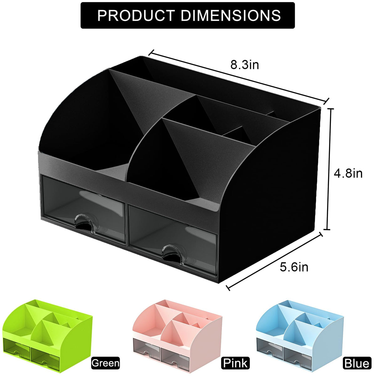 Blue Desk Organizer with 2 Drawers