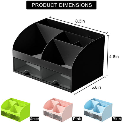 Blue Desk Organizer with 2 Drawers