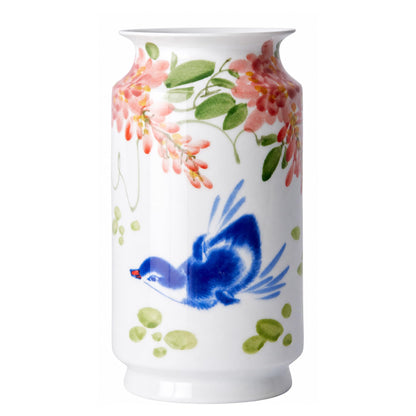Blue and White Chinoiserie Vase, 8 or 9 Inch