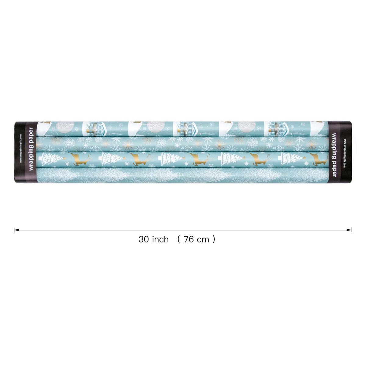 Christmas Wrapping Paper Rolls, Blue and Silver, 4 Rolls