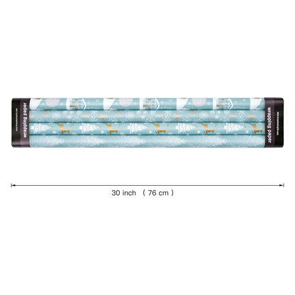 Christmas Wrapping Paper Rolls, Blue and Silver, 4 Rolls