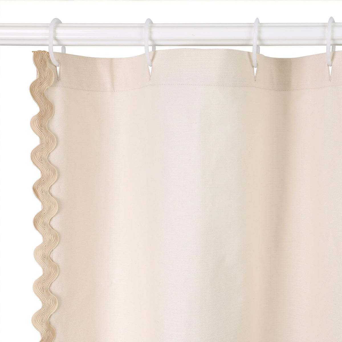 Scalloped Cotton Shower Curtain, White and Blue