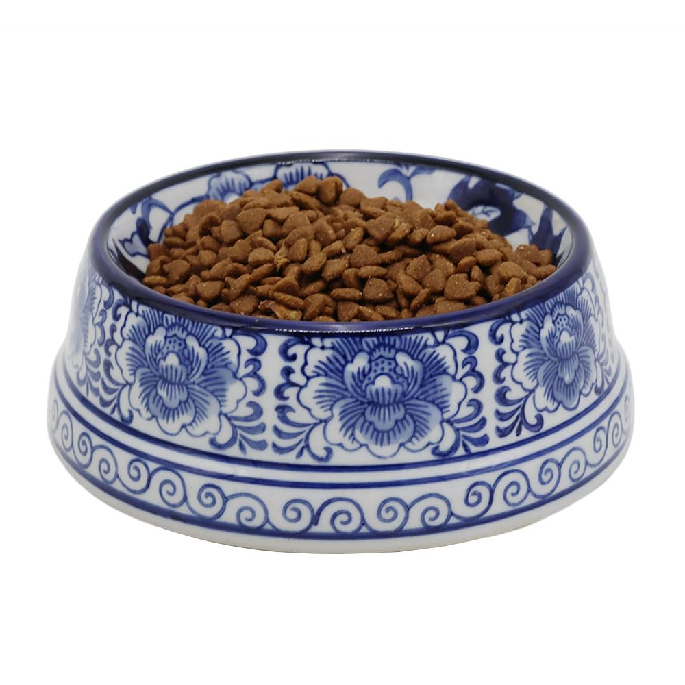 Hand-Painted Blue and White Ceramic Pet Bowl