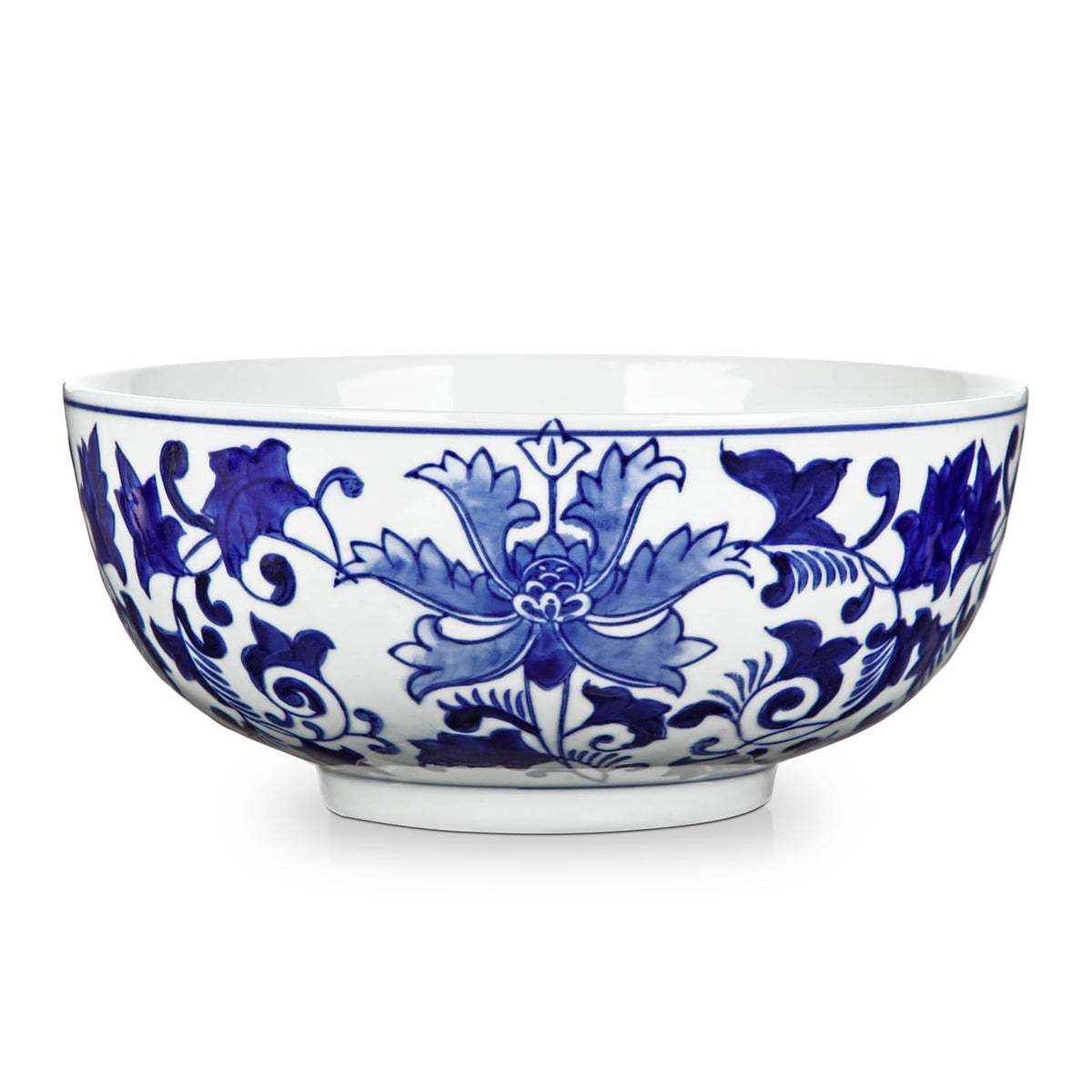 Blue and White Chinoiserie Bowl Planter, 9 Inch