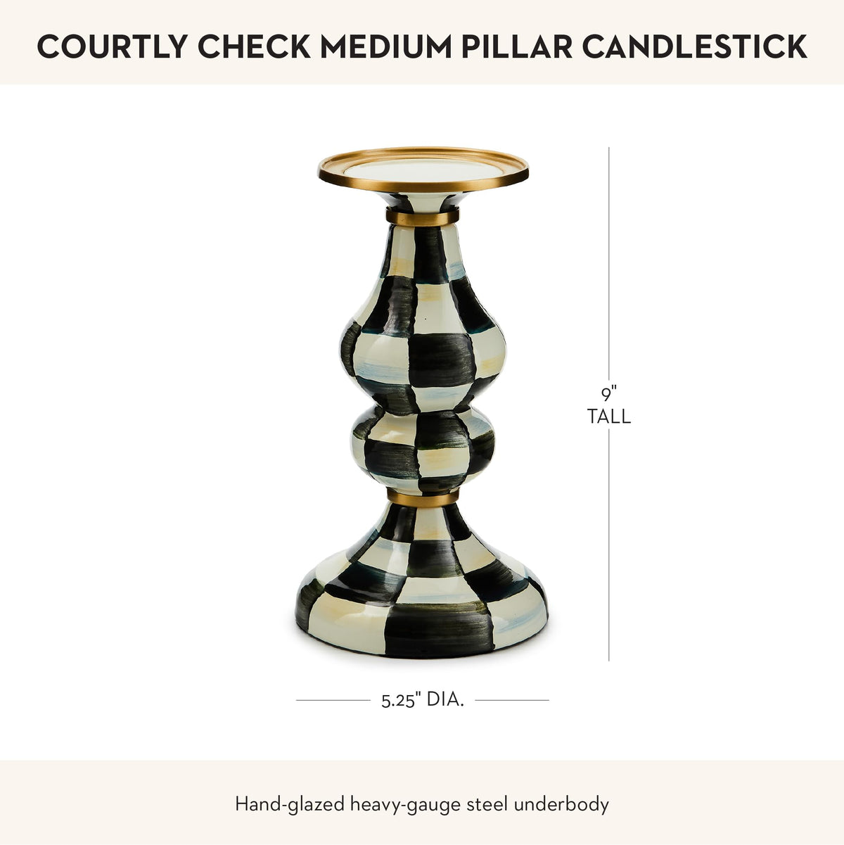 MacKenzie-Childs Sky Check Pillar Candlestick