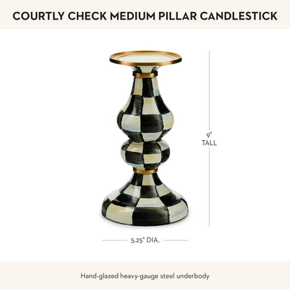 MacKenzie-Childs Sky Check Pillar Candlestick