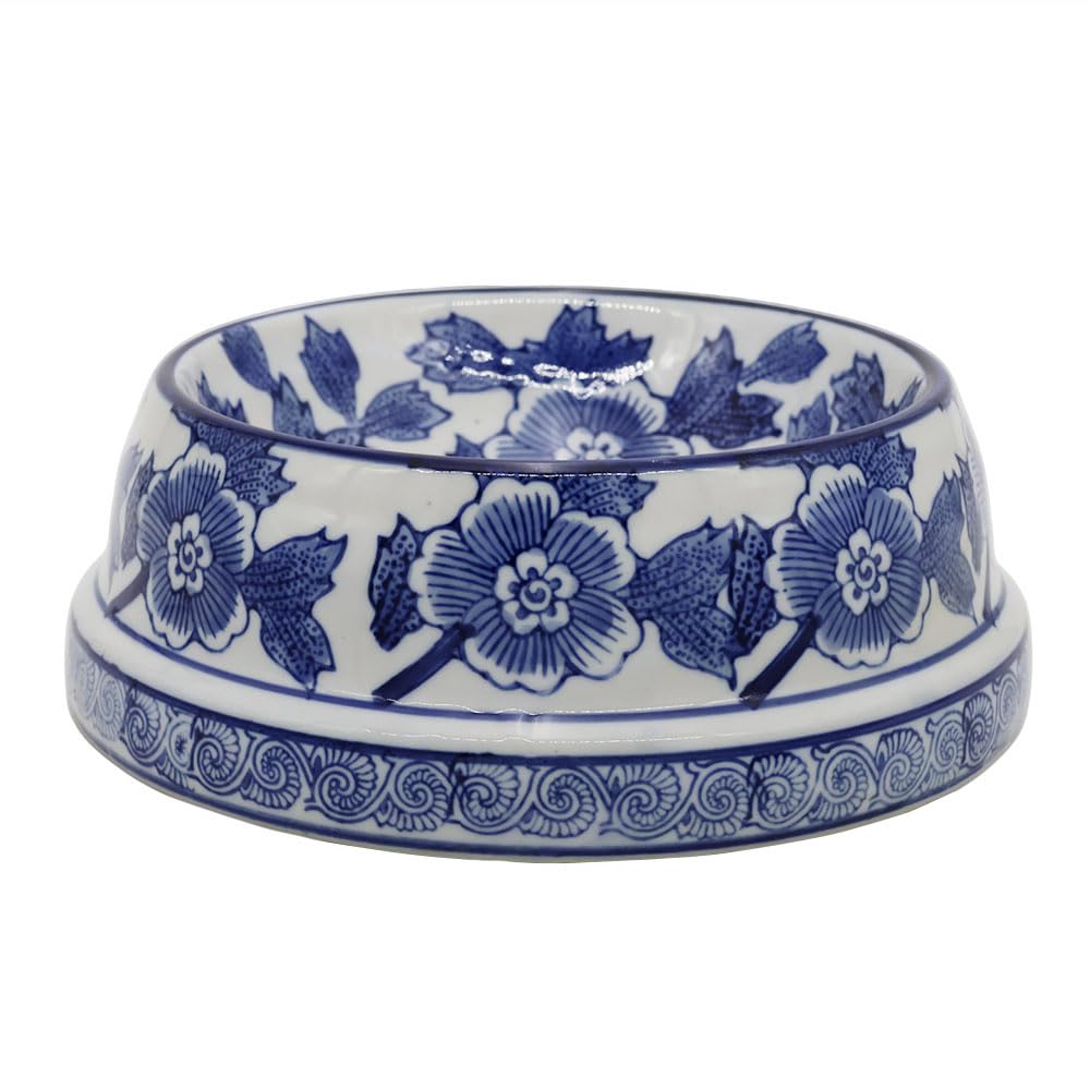 Hand-Painted Blue and White Ceramic Pet Bowl