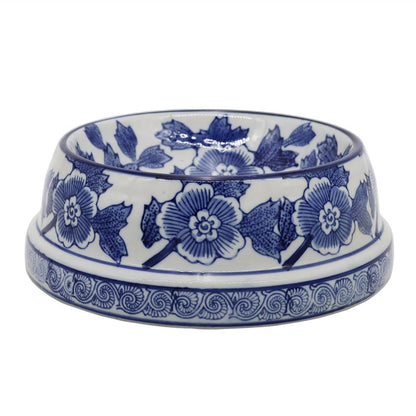 Hand-Painted Blue and White Ceramic Pet Bowl