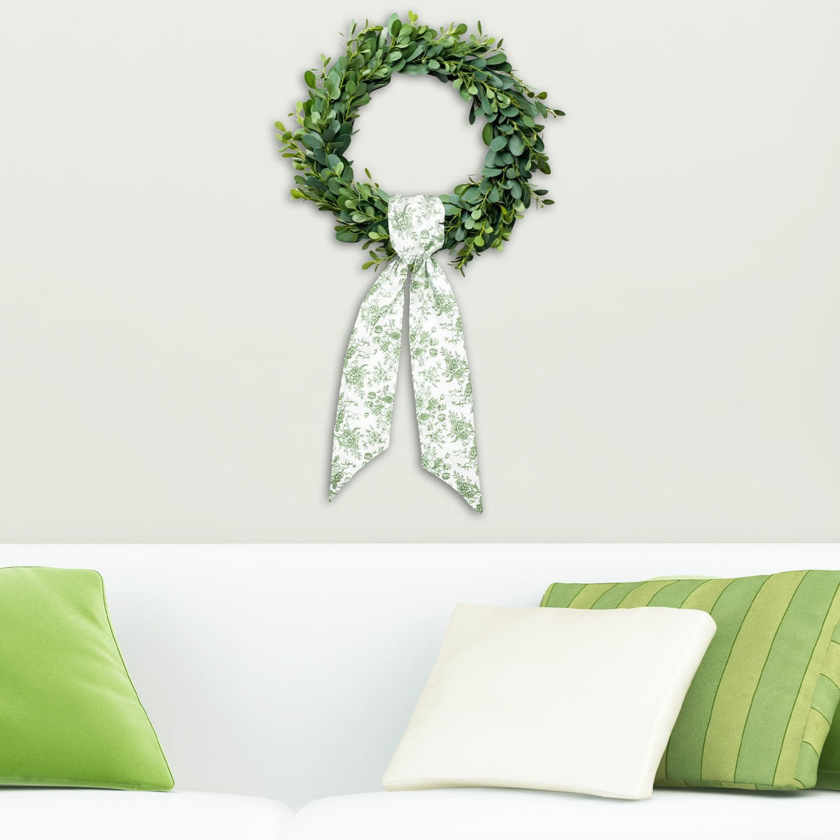 Blue Chinoiserie Floral Wreath Sash, Set of 2