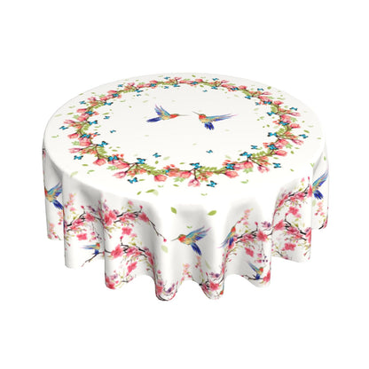 Blue and White Chinoiserie Round Tablecloth, 60 Inch