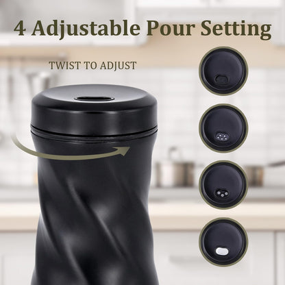 Glass Salt and Pepper Shakers, Adjustable, 4 oz, Set of 2