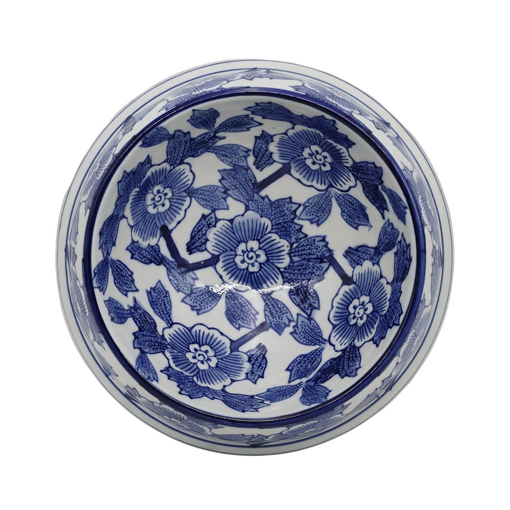 Hand-Painted Blue and White Ceramic Pet Bowl