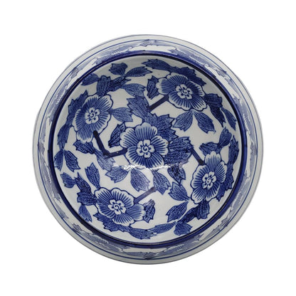 Hand-Painted Blue and White Ceramic Pet Bowl