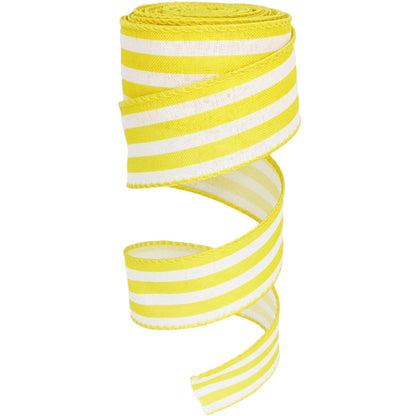 Royal Blue and White Striped Wired Ribbon, 2.5 Inch