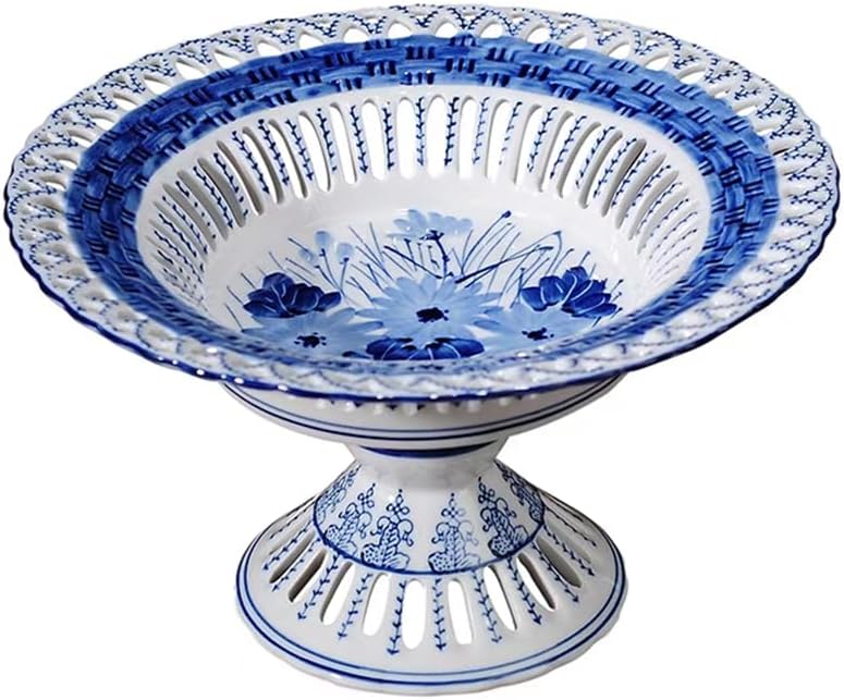 Blue and White Footed Fruit Bowl