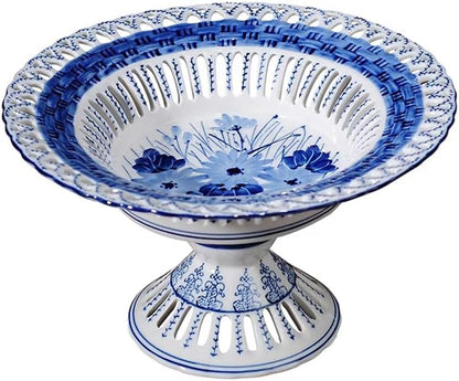 Blue and White Footed Fruit Bowl