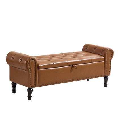 Navy Velvet Tufted Storage Bench