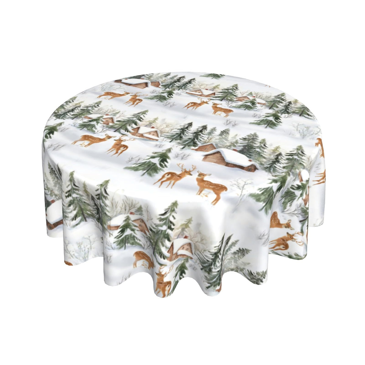 Blue and White Chinoiserie Round Tablecloth, 60 Inch