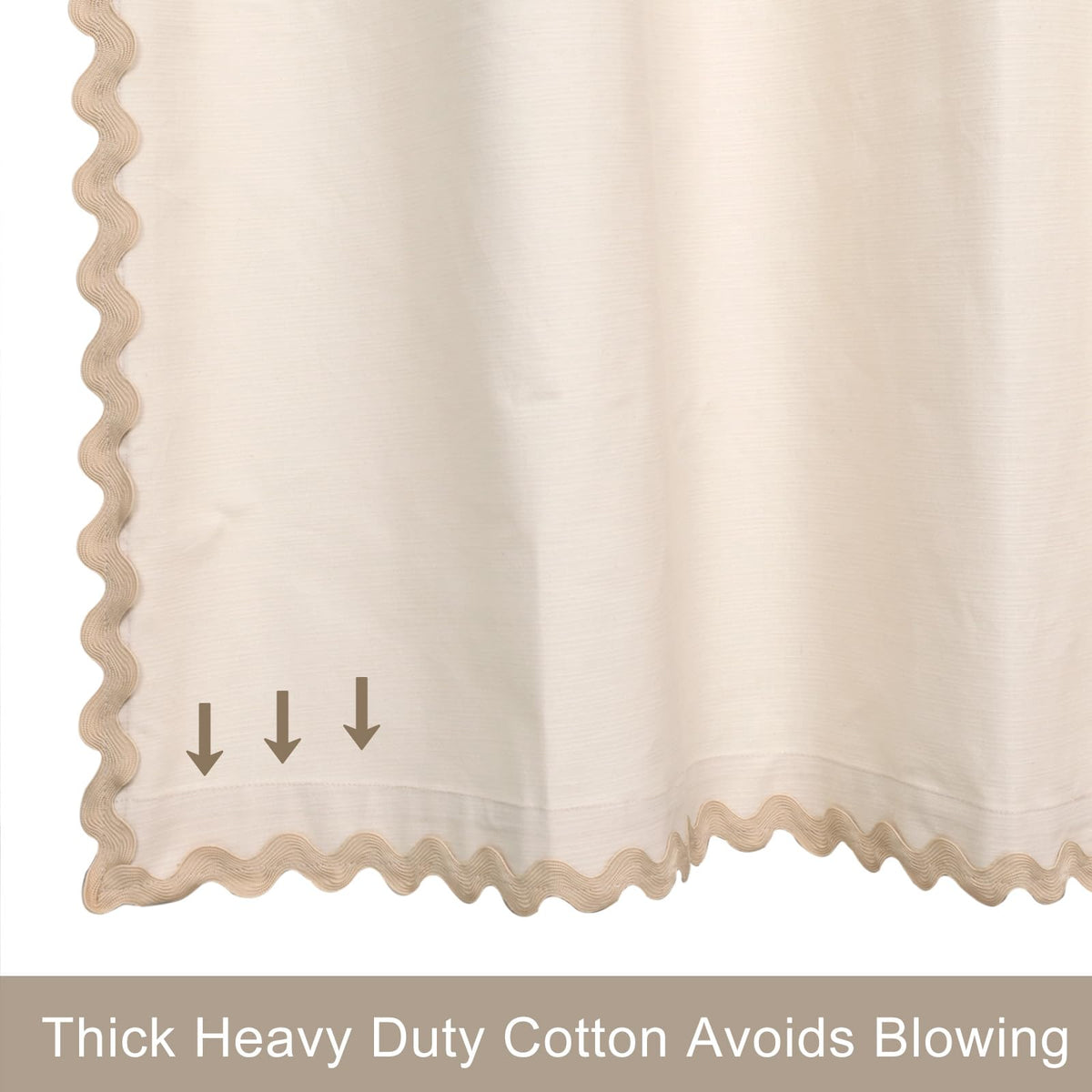 Scalloped Cotton Shower Curtain, White and Blue