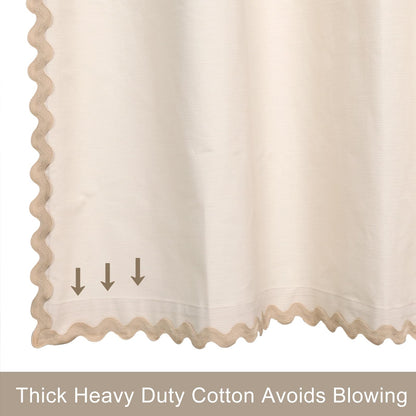 Scalloped Cotton Shower Curtain, White and Blue