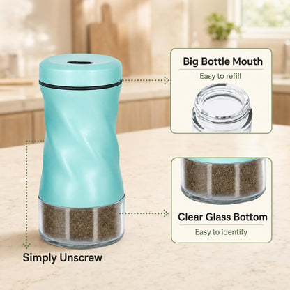 Glass Salt and Pepper Shakers, Adjustable, 4 oz, Set of 2