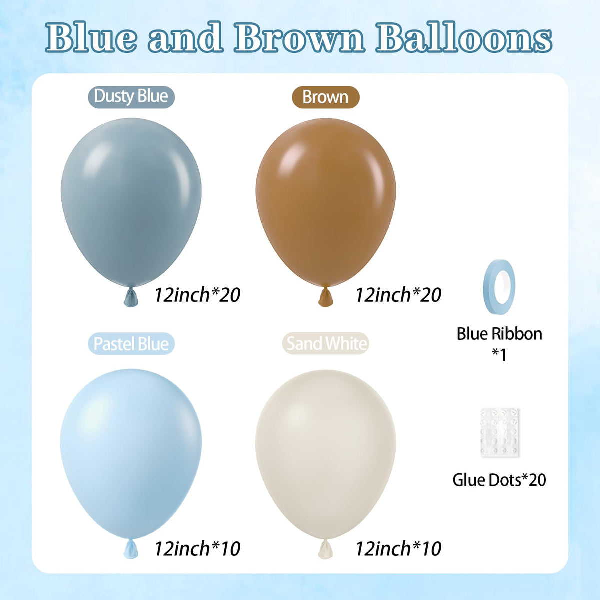 Blue and White Balloon Kit, 60 Pieces