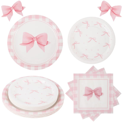 Blue and White Floral Paper Plates and Napkins, Serves 20