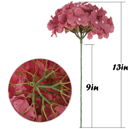 Silk Hydrangea Heads with Stems, Pack of 10