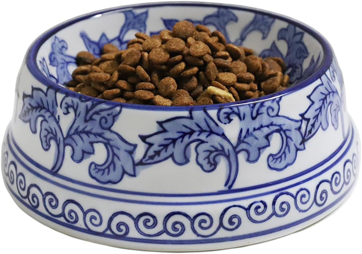 Hand-Painted Blue and White Ceramic Pet Bowl