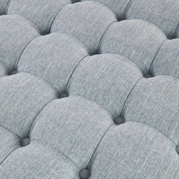 Martha Stewart Light Blue Tufted Round Ottoman