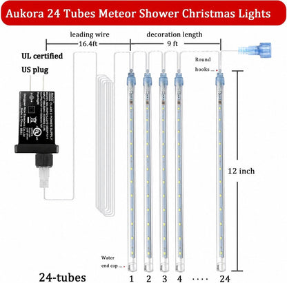 Aukora Blue Meteor Shower Lights