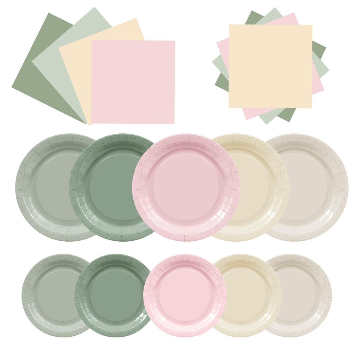 Blue and White Floral Paper Plates and Napkins, Serves 20