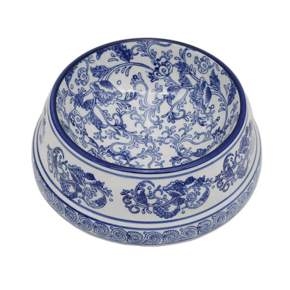 Hand-Painted Blue and White Ceramic Pet Bowl