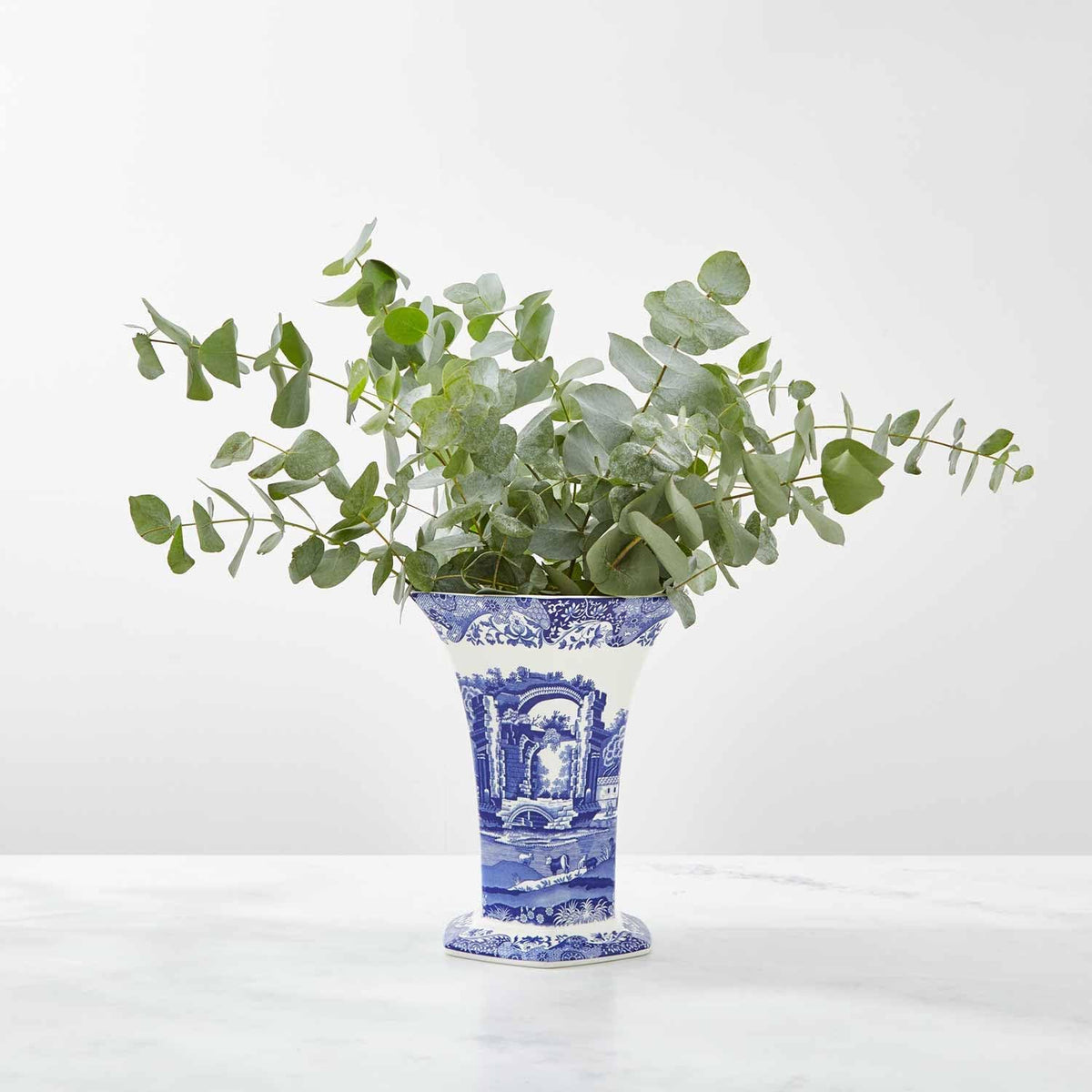 Spode Blue Italian Hexagonal Vase, 10.5 Inch
