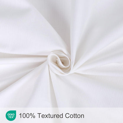 Scalloped Cotton Shower Curtain, White and Blue