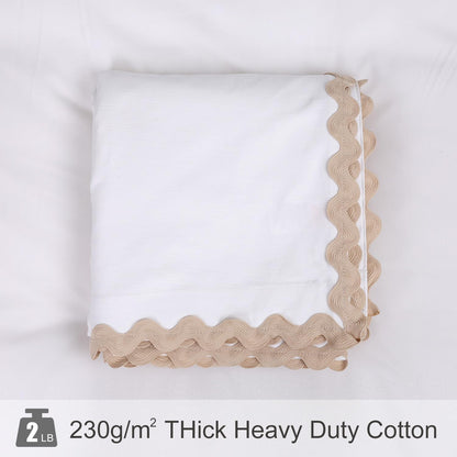 Scalloped Cotton Shower Curtain, White and Blue