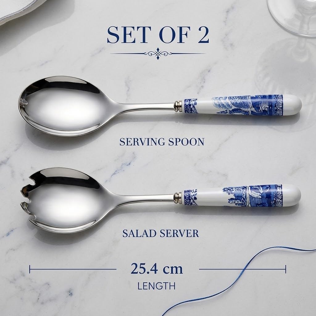 Spode Blue Italian Salad Servers, Set of 2