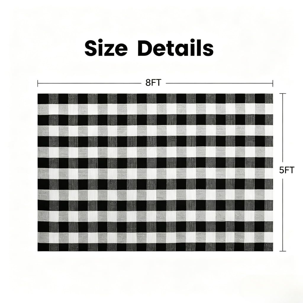 MUBIN Blue White Plaid Cotton Rug, 27.5x43