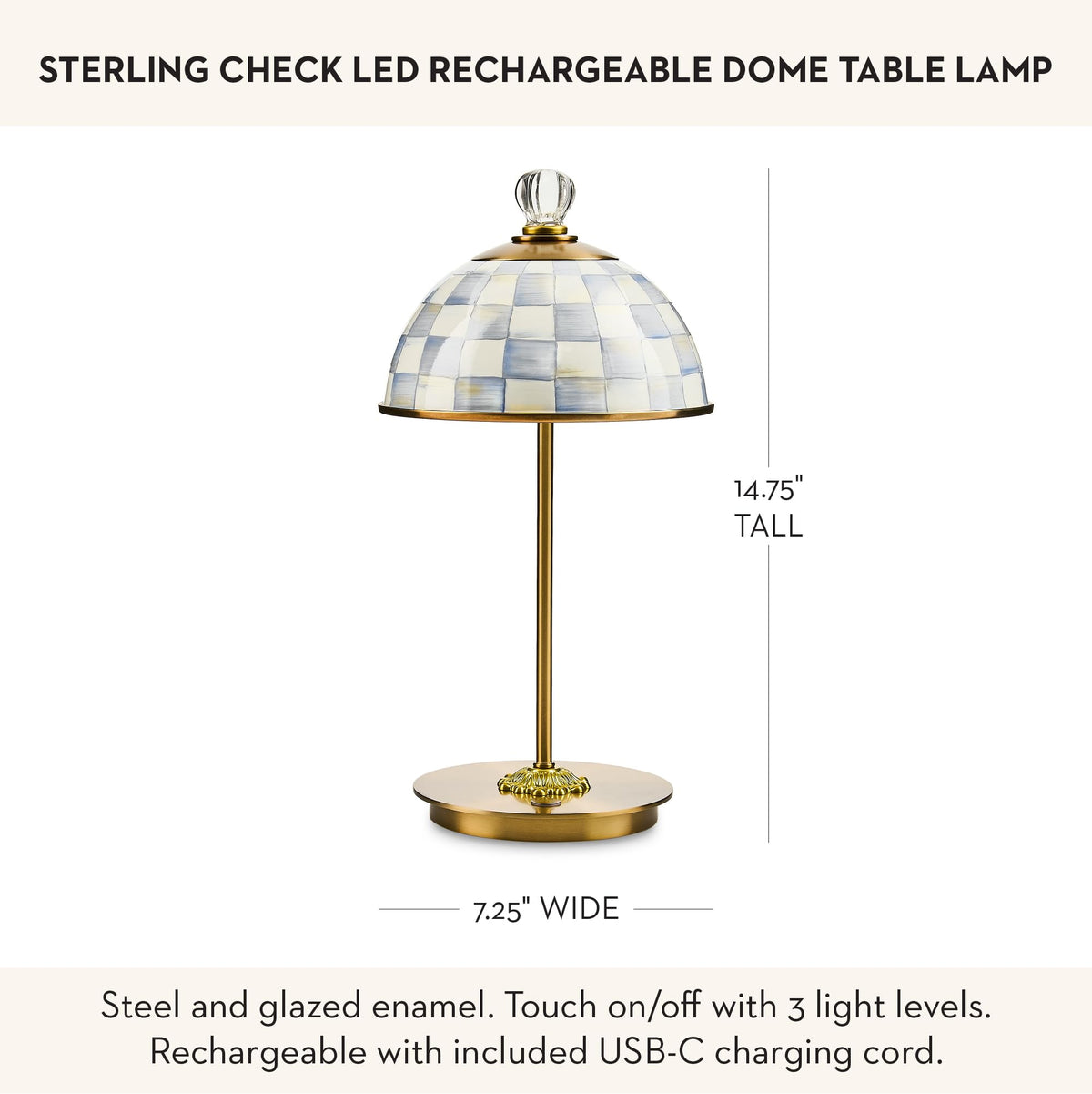 MacKenzie-Childs LED Dome Table Lamp, Sky Check