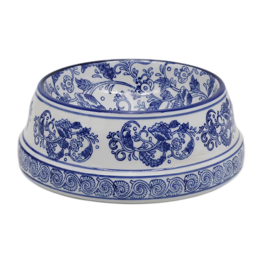 Hand-Painted Blue and White Ceramic Pet Bowl