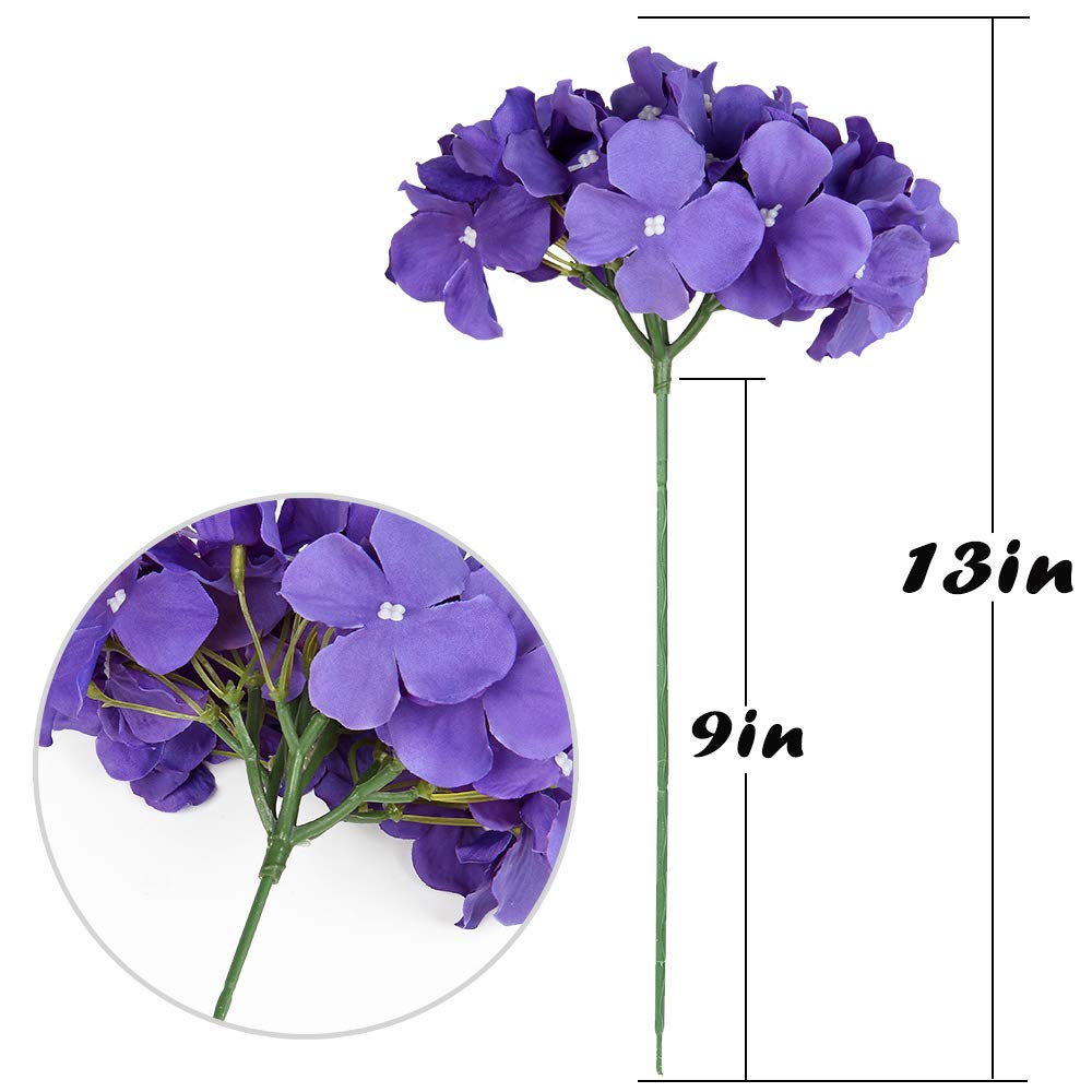 Silk Hydrangea Heads with Stems, Pack of 10