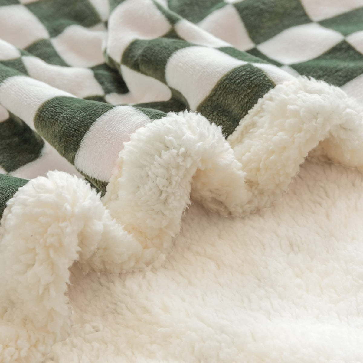 Navy Checkered Sherpa Throw Blanket