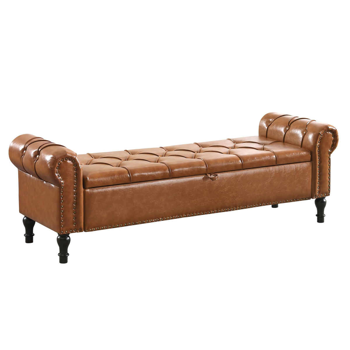 Navy Velvet Tufted Storage Bench