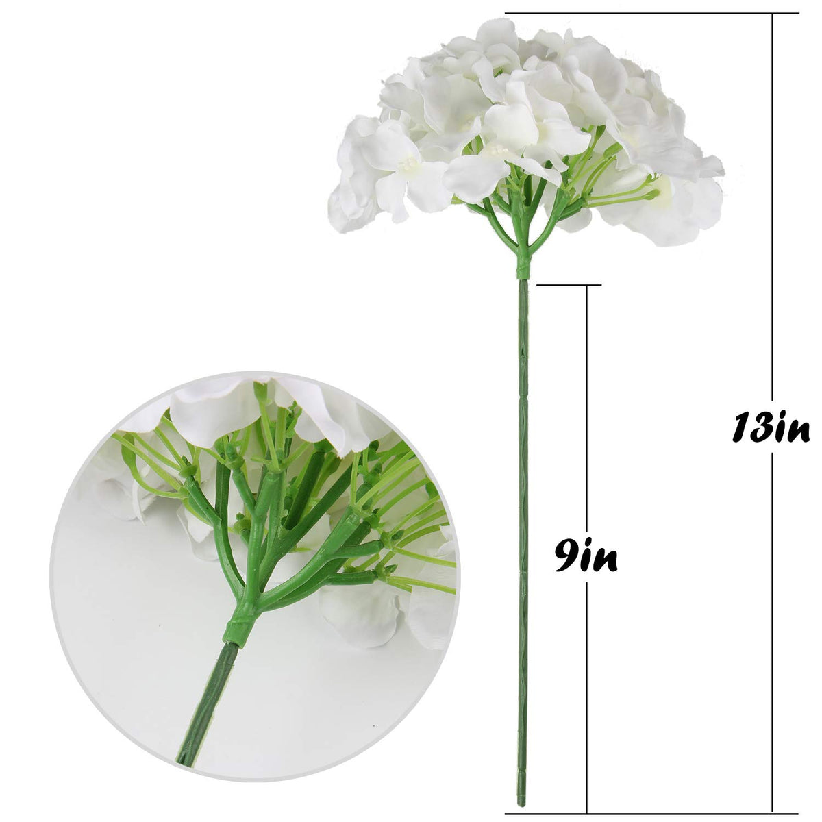 Silk Hydrangea Heads with Stems, Pack of 10