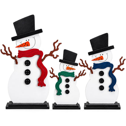 Chinoiserie Wooden Snowmen, Set of 3