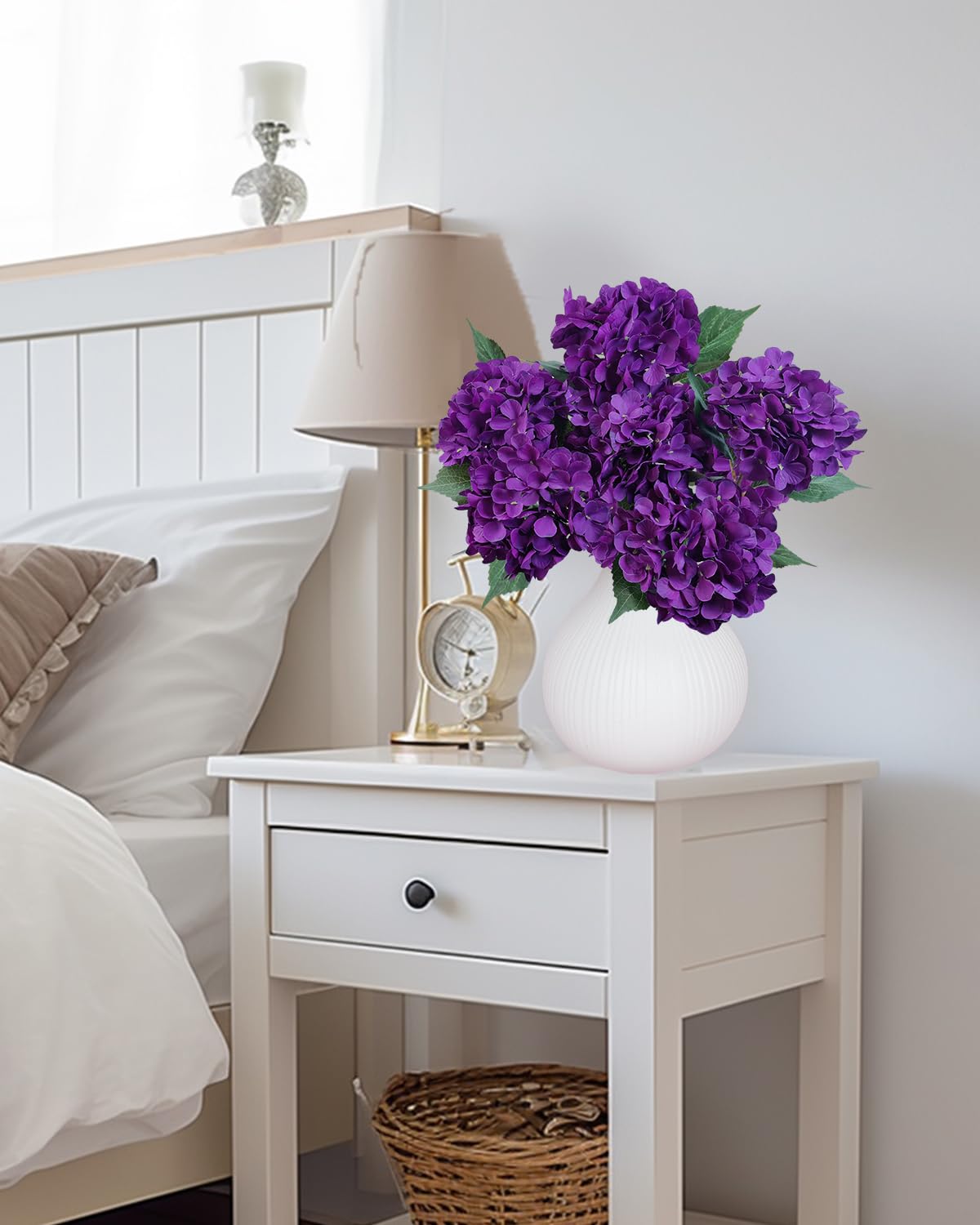 Blue Hydrangea Faux Flowers, 6 Stems